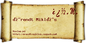 Árendt Miklós névjegykártya
