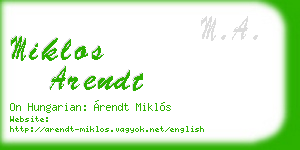 miklos arendt business card