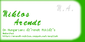 miklos arendt business card